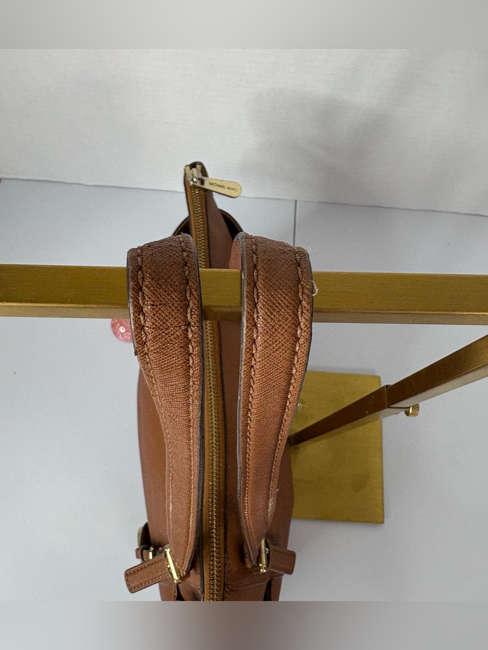 Michael Kors Jet Set Travel Saffiano Leather Tote Bag Acorn Brown Gold Hardware - Picture 8 of 16